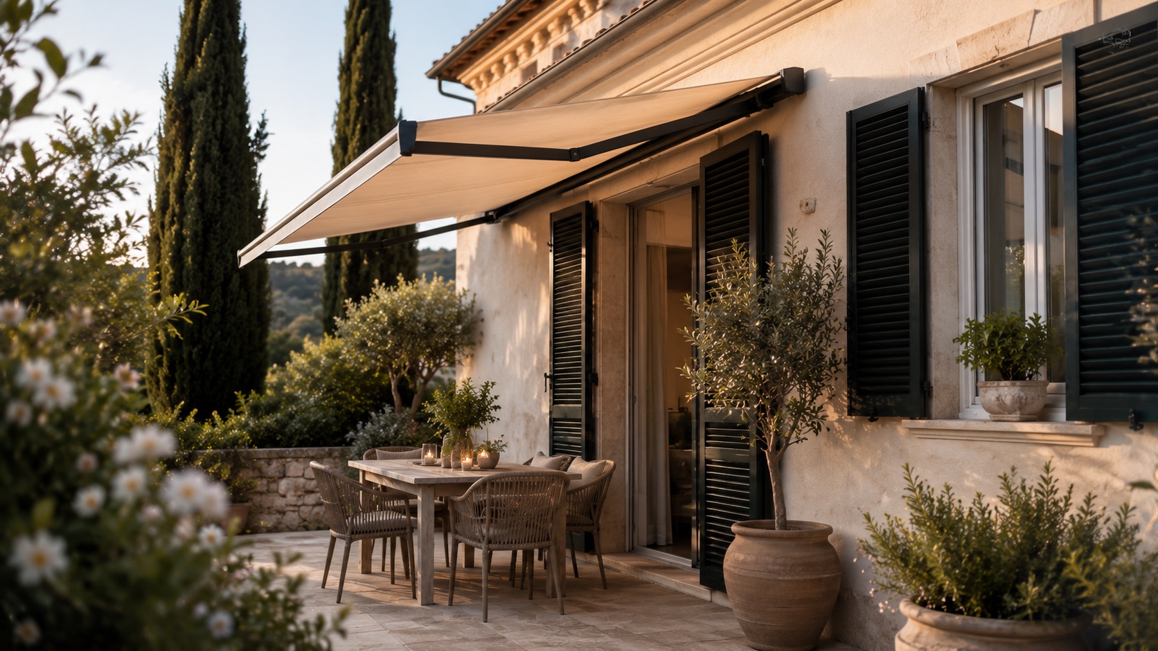 Terrazza con tenda da sole